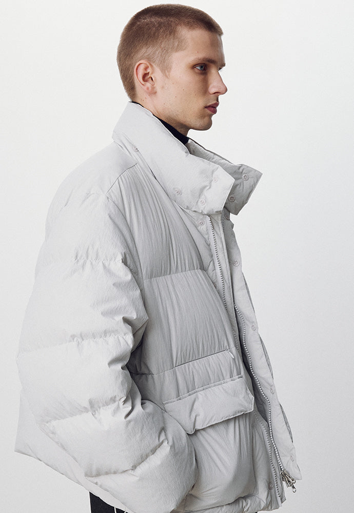 Tonywack - Technical Shell Short Puffer Down Jacket (Detachable Hood) (Pale Gery) product image 8 | TRAB K-Fashion Australia