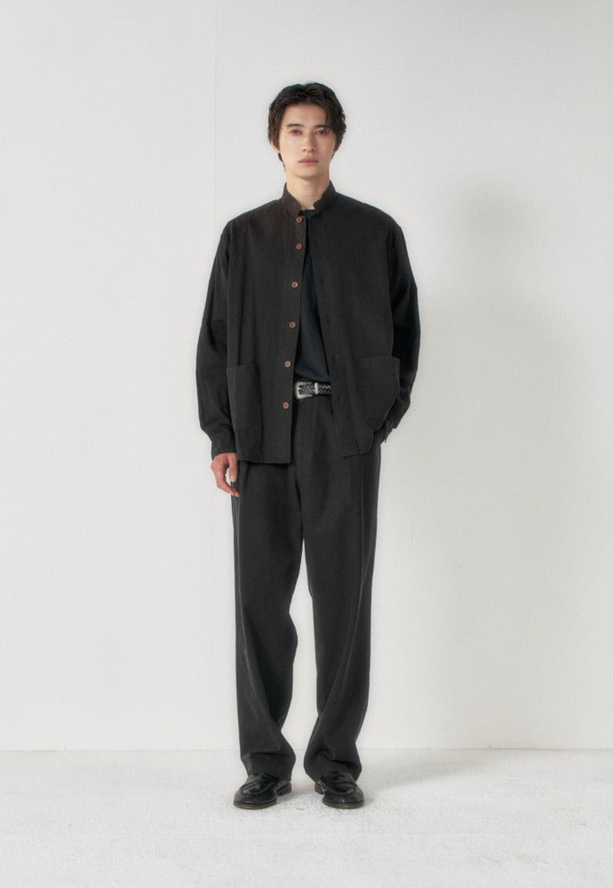 Art if acts - Linen Reverse One Tuck Pants (Black) product image 1 | TRAB K-Fashion Australia