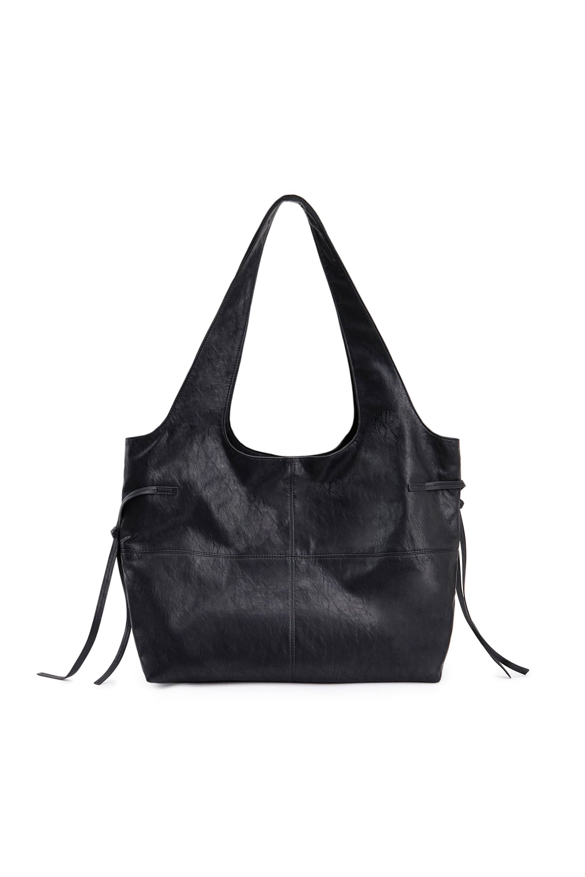 Matin Kim - Side String Leather Big Shoulder Bag (Black) product image 2 | TRAB K-Fashion Australia
