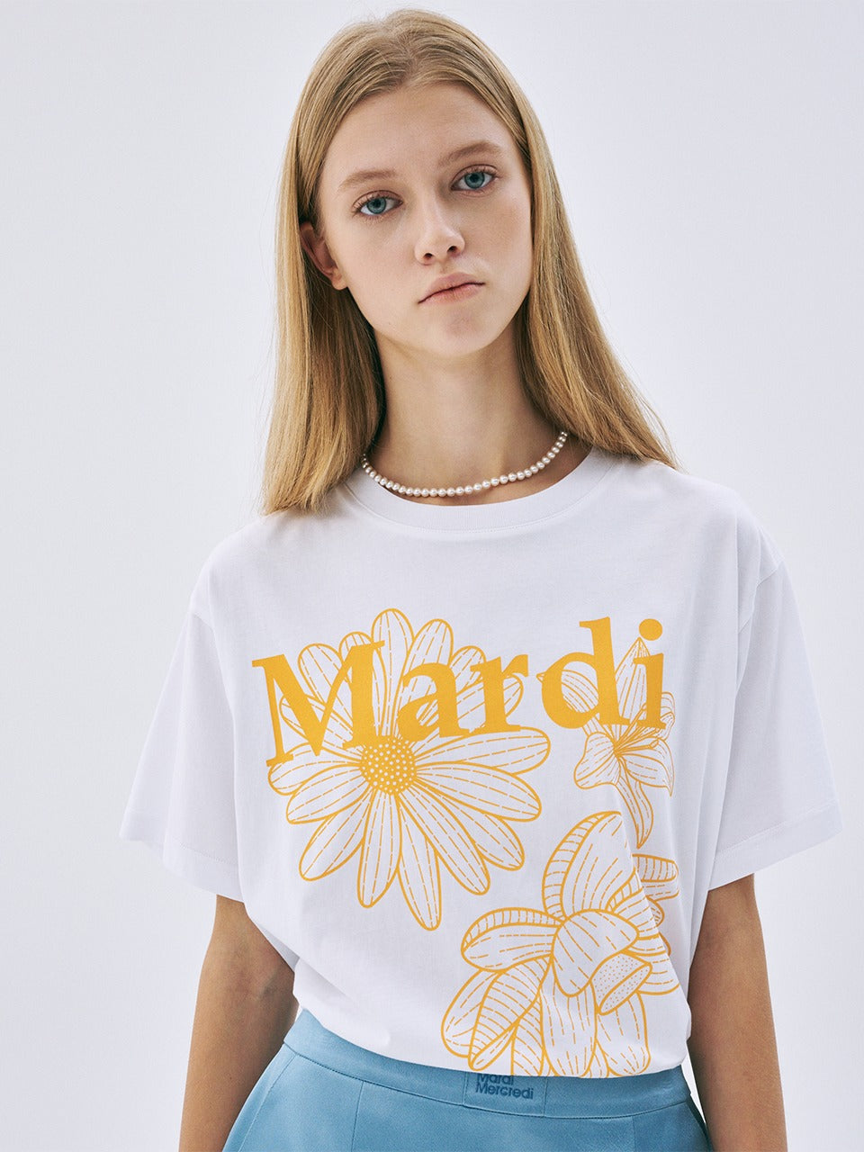 Mardi Mercredi - Tshirt Triple Flower (White Tangerine) product image 1 | TRAB K-Fashion Australia