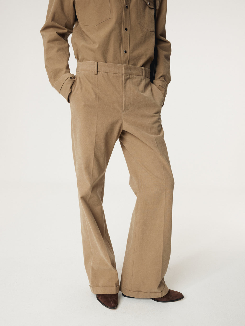 Recto - Cotton Flare Turn Up Pants (Desert) product image 5 | TRAB K-Fashion Australia