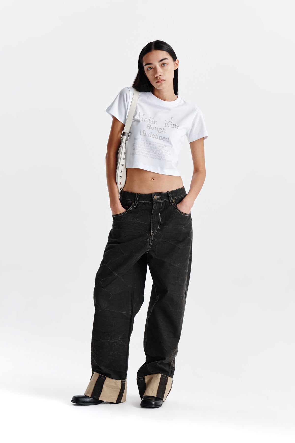 Matin Kim - Dazzle Lettering Crop Top (White) product image 8 | TRAB K-Fashion Australia