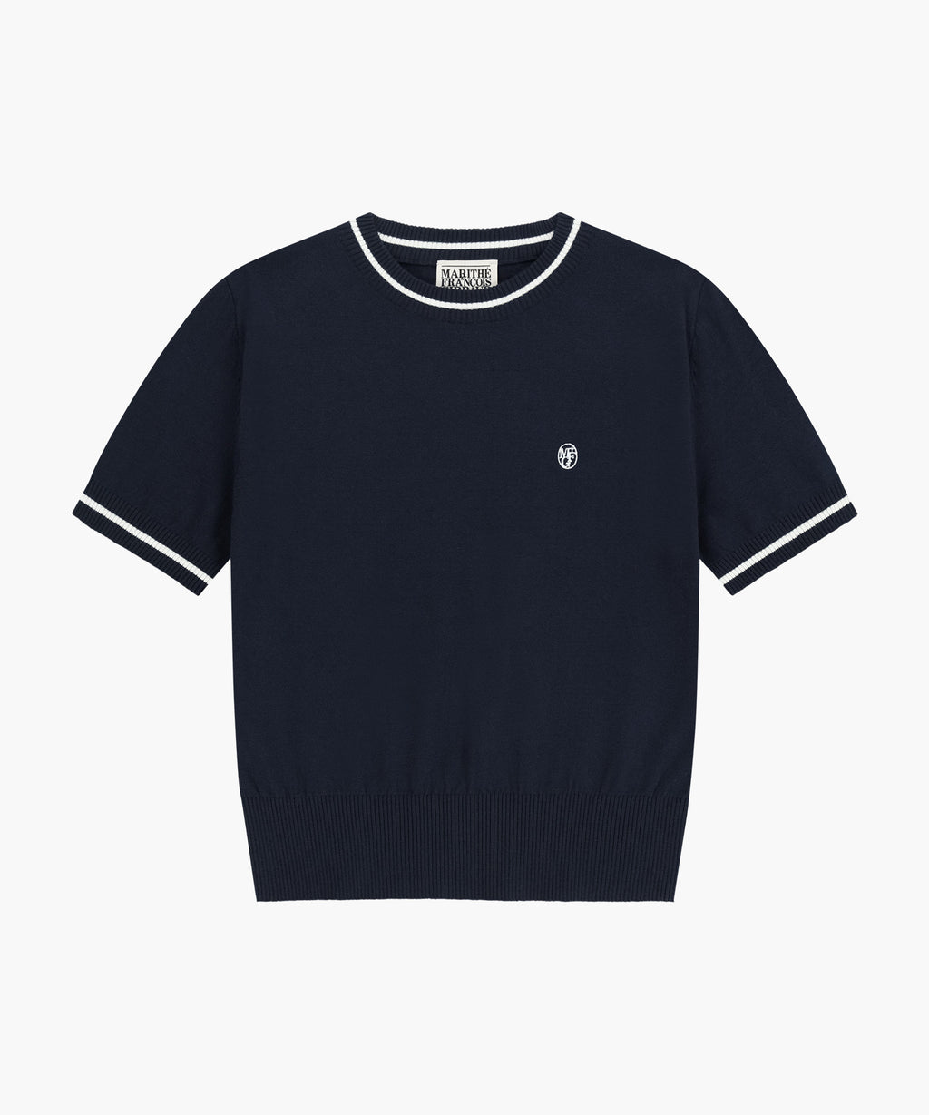 Marithe & Francois Girbaud - Circle Logo Half Knit Pullover (Navy) product image 6 | TRAB K-Fashion Australia