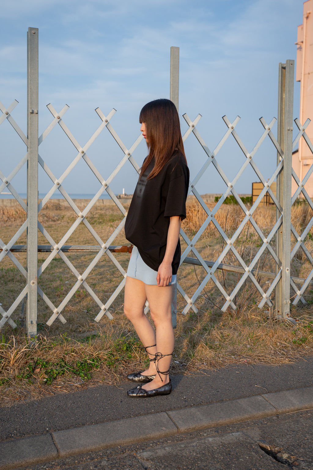 Matin Kim - Two Tone Banding Knit Mini Skirt (Blue) product image 6 | TRAB K-Fashion Australia