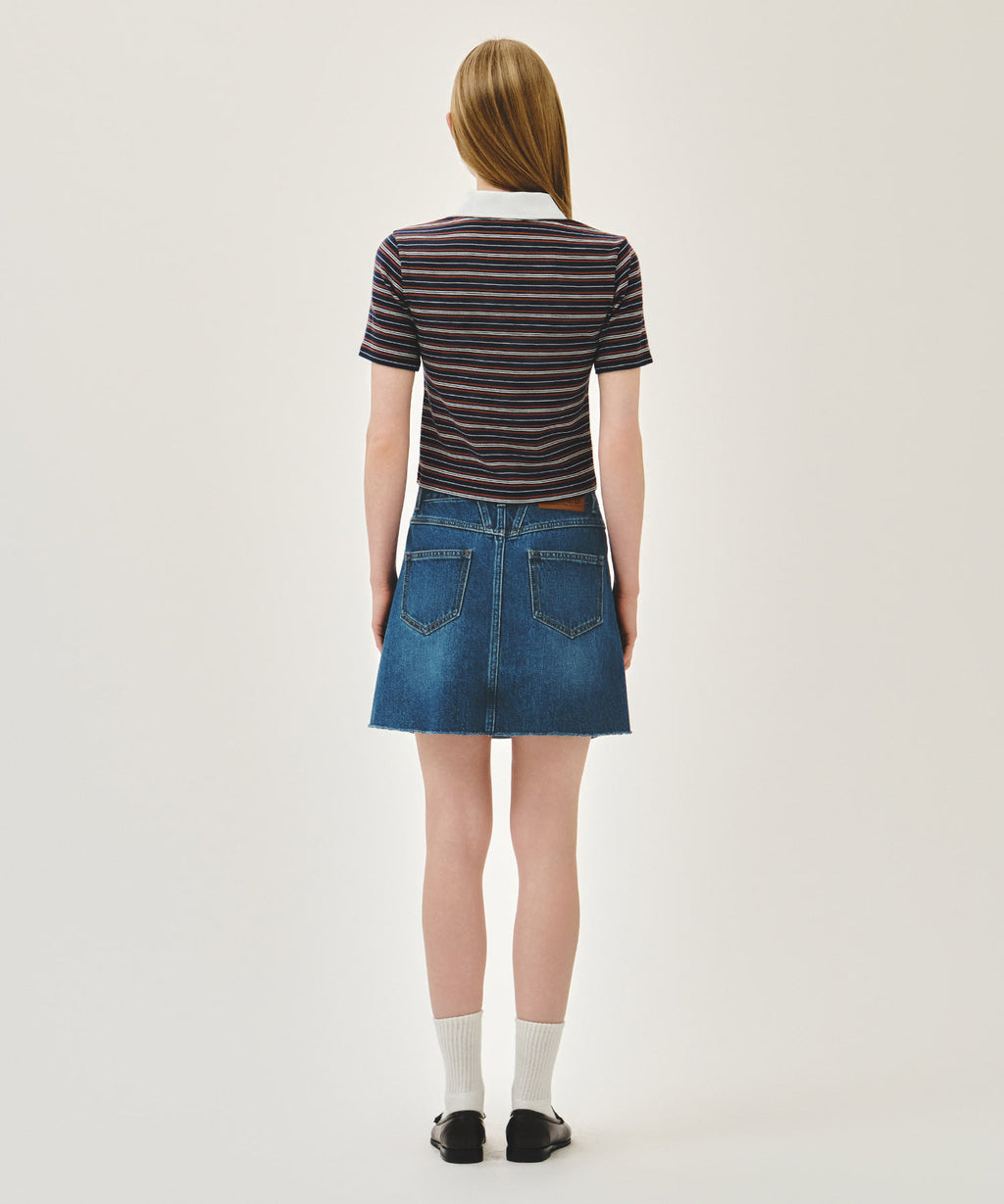 Marithe & Francois Girbaud - Raw Edge Denim Mini Skirt (Blue) product image 5 | TRAB K-Fashion Australia