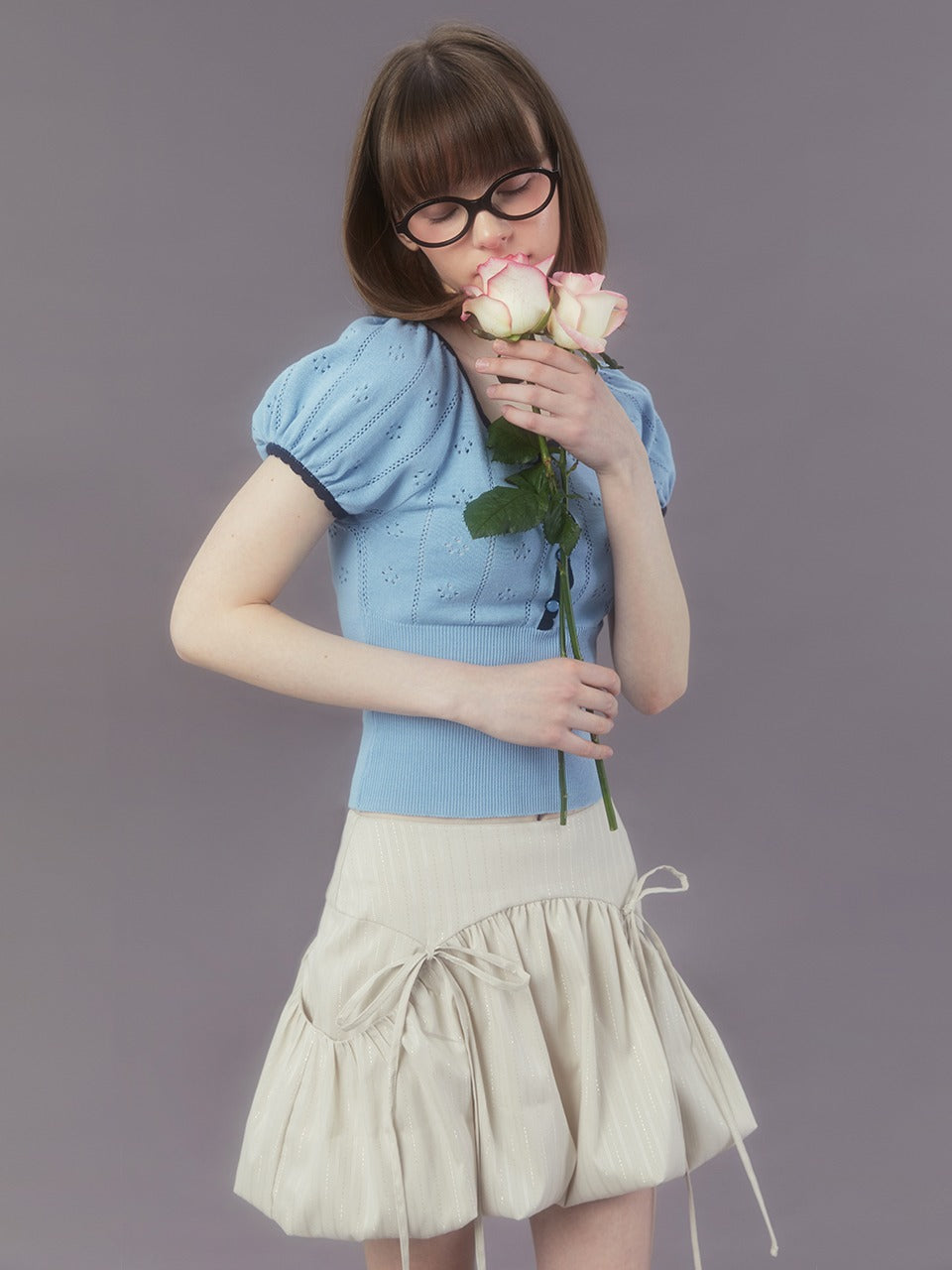 Margarin Fingers - Petit Pointelle Knit (Light Blue) product image 1 | TRAB K-Fashion Australia