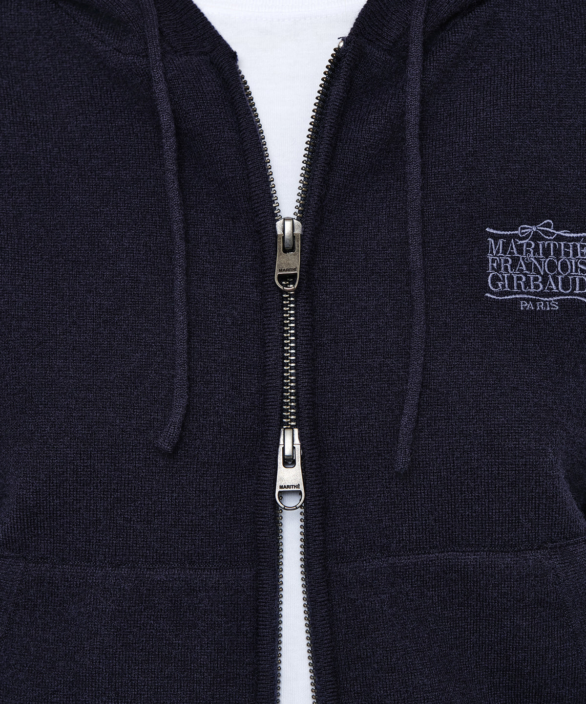 Marithe & Francois Girbaud - Ribbon Classic Logo Crop Knit Hoodie Zipup (Navy) product image 4 | TRAB K-Fashion Australia