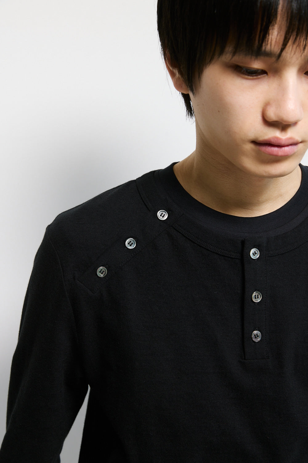 Hatchingroom - Triple Henley Neck Tee (Black) product image 8 | TRAB K-Fashion Australia
