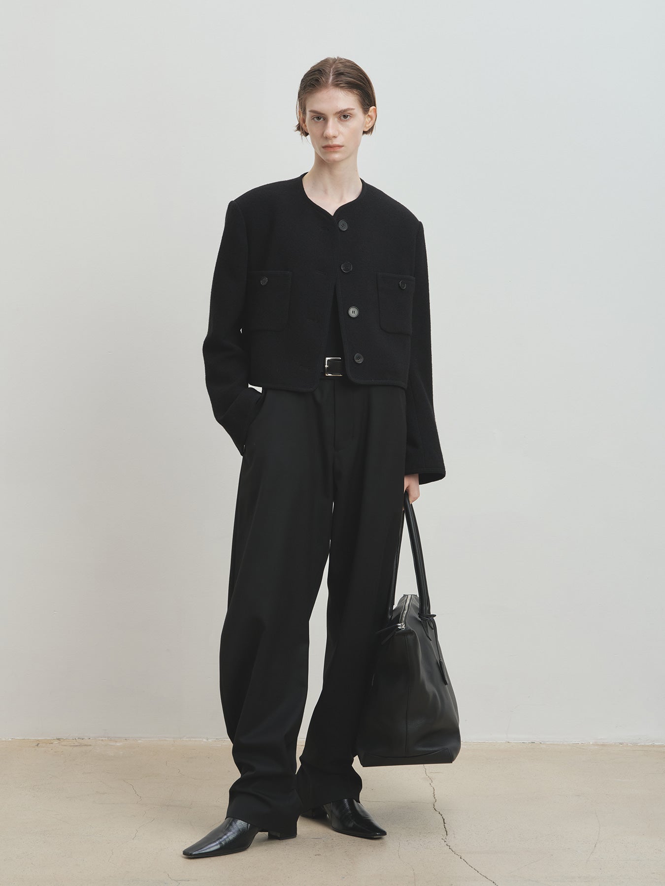 Tonywack - Wool Tweed Cropped Jacket (Black) product image 1 | TRAB K-Fashion Australia