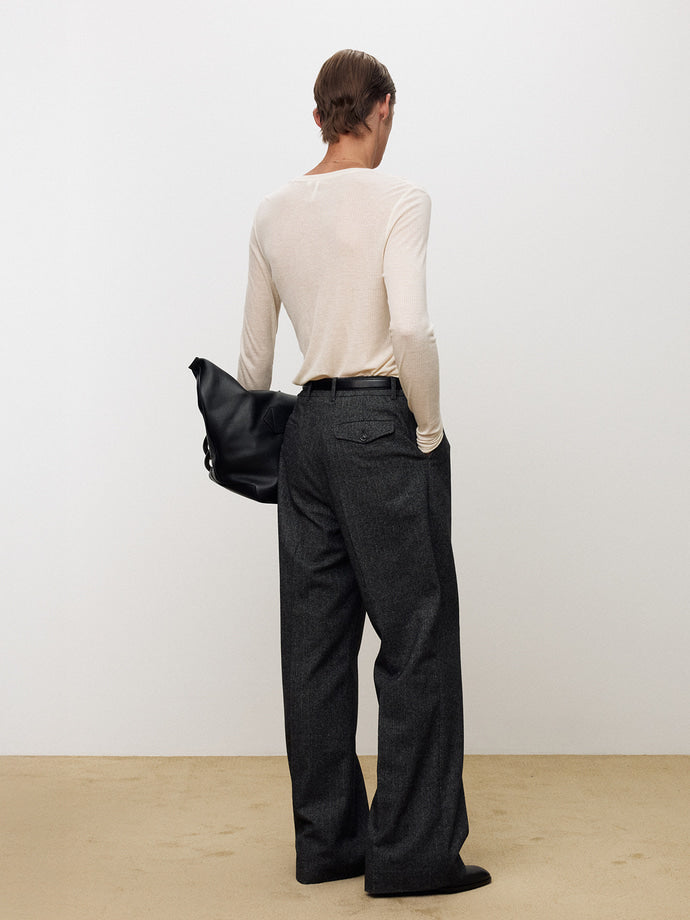 Tonywack - Sheer Wool Ribbed Knit Top (Ivory) product image 4 | TRAB K-Fashion Australia