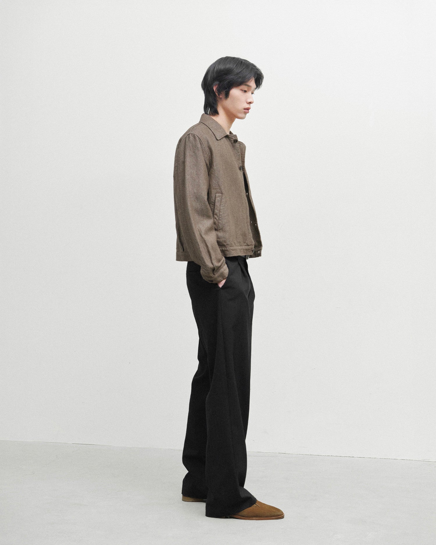 Brownyard - Boiled Wool Twill Jacket (Brown) product image 3 | TRAB K-Fashion Australia