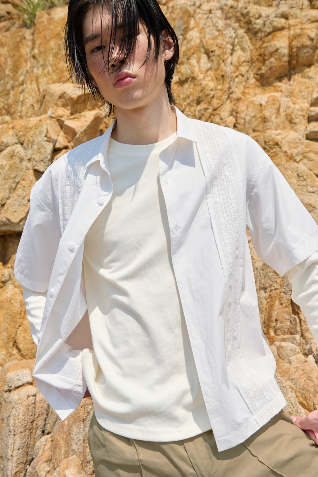STU - Lace Panel Shirt (White) product image 6 | TRAB K-Fashion Australia