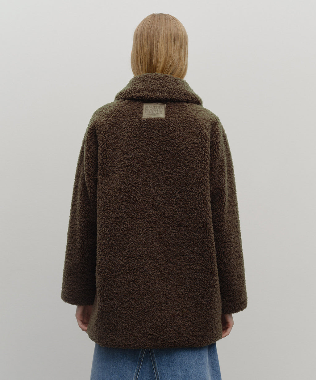 Marithe & Francois Girbaud - Mid Shearling Fur Coat (Dark Brown) product image 4 | TRAB K-Fashion Australia