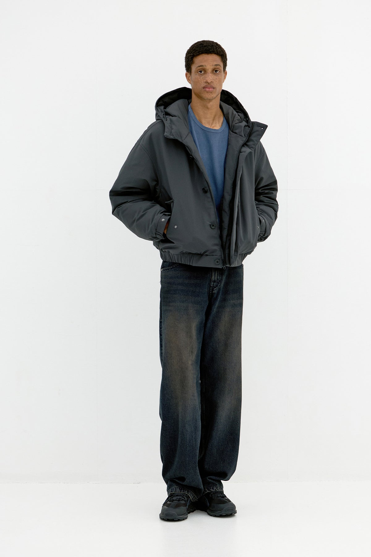 Coor - Button Duck Down Flight Bomber (Charcoal) product image 2 | TRAB K-Fashion Australia
