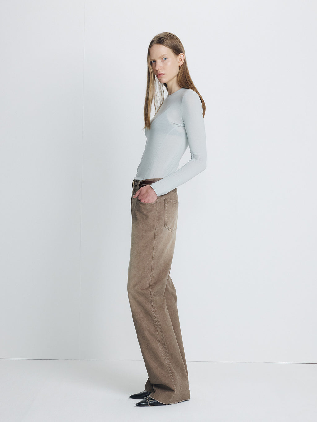 Tonywack - Re-Cut Brushed Cotton Flared Pants (Faded Brown) product image 3 | TRAB K-Fashion Australia