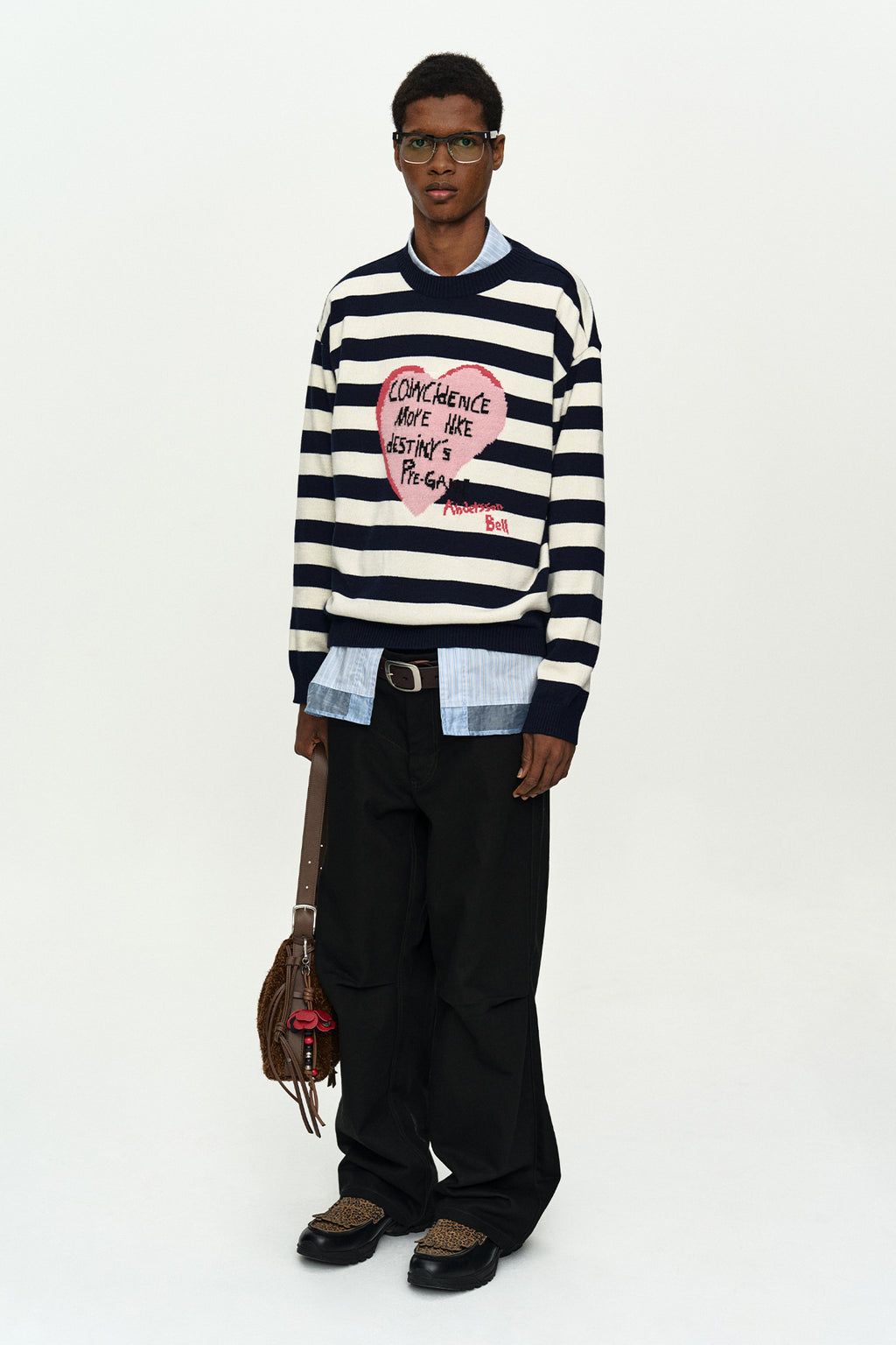 Andersson Bell - Boy's Heart Message Crew-Neck Sweater (Navy/Ivory) product image 4 | TRAB K-Fashion Australia