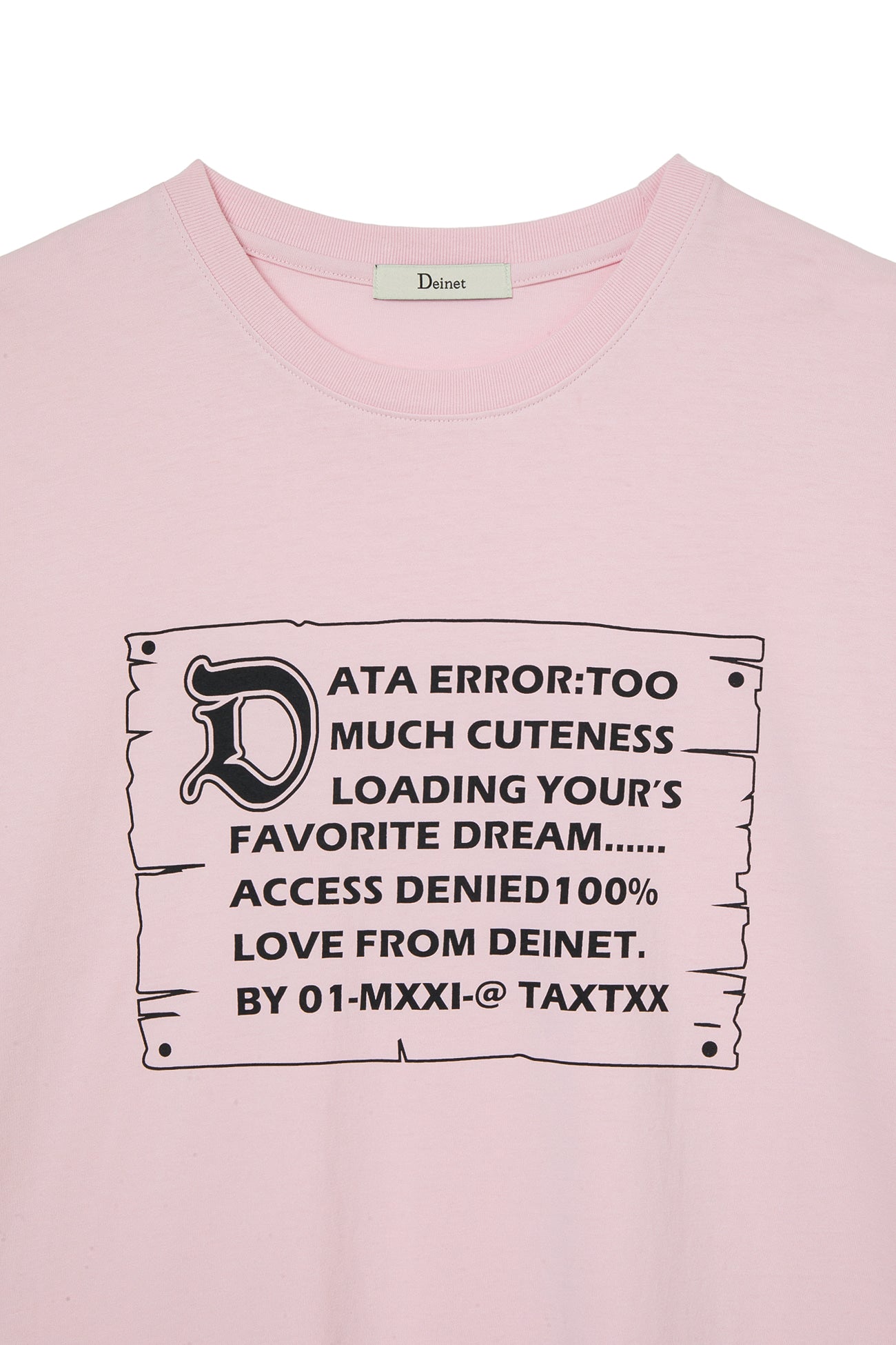 Deinet - D Lettering Graphic Oversized T-Shirt (Light Pink) product image 3 | TRAB K-Fashion Australia
