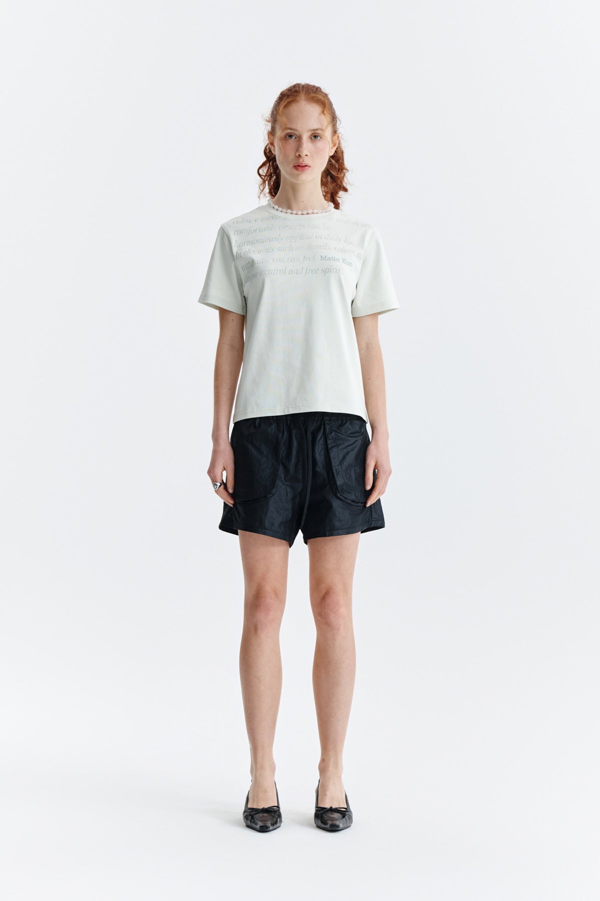 Matin Kim - Logo Point Lettering Graphic Top (Light Green) product image 4 | TRAB K-Fashion Australia