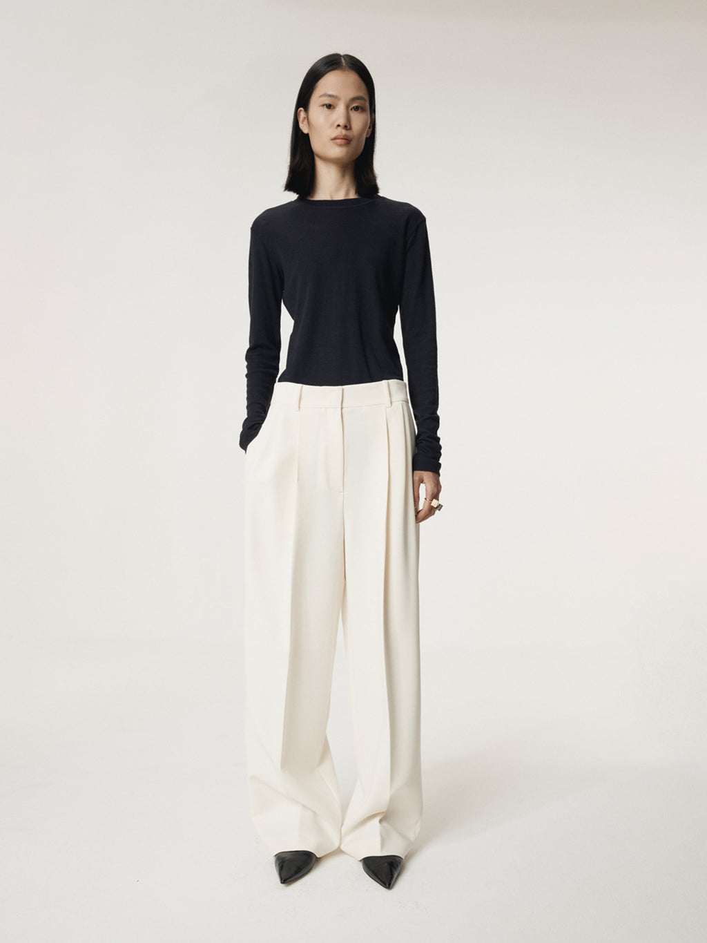 Recto - Double Pleated Wide Pants (Cream) product image 6 | TRAB K-Fashion Australia
