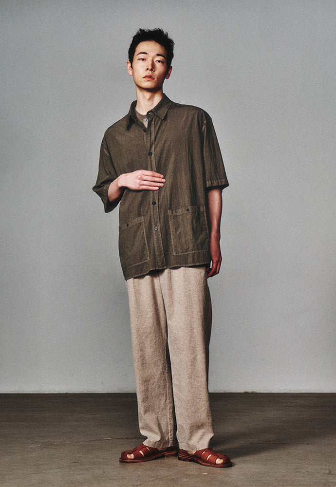 Art if acts - Garment Dyed Two Pocket Half Shirt (Moss Brown) product image 5 | TRAB K-Fashion Australia