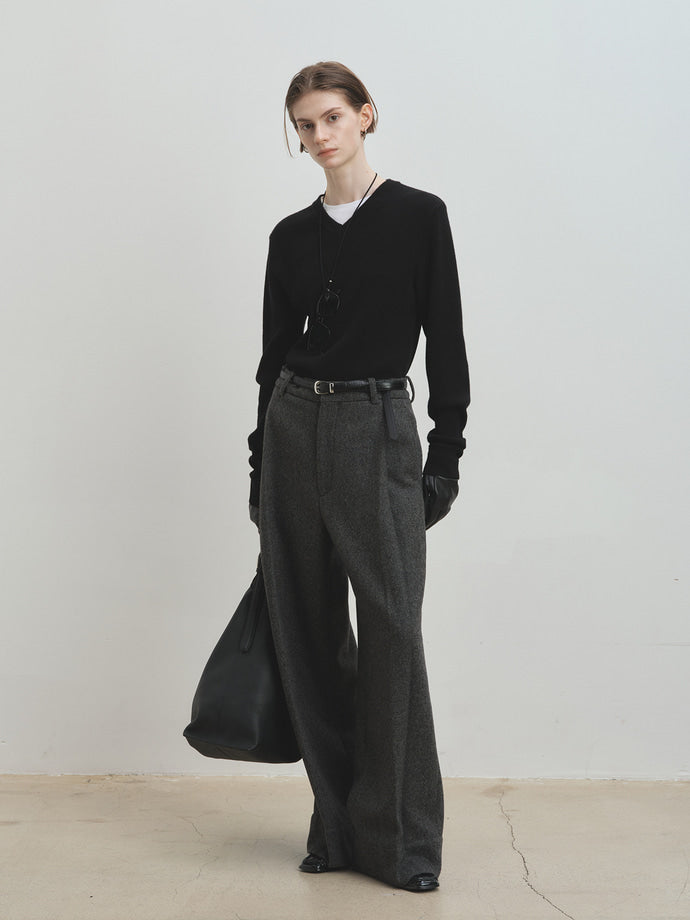 Tonywack - Deep Tuck Wide-Leg Trousers (Grey) product image 4 | TRAB K-Fashion Australia