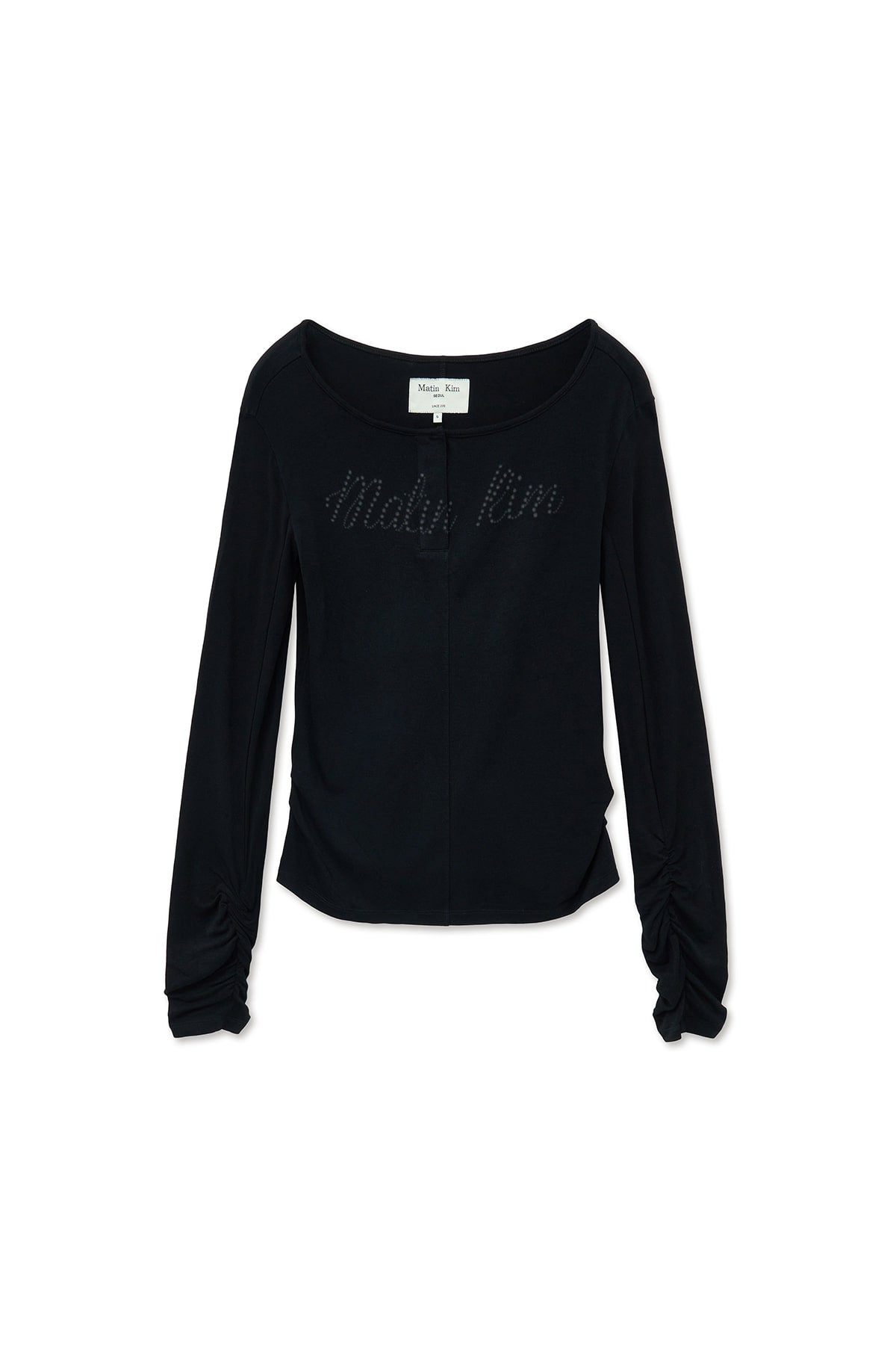Matin Kim - Henly Neck Shirring Top (Black) product image 1 | TRAB K-Fashion Australia