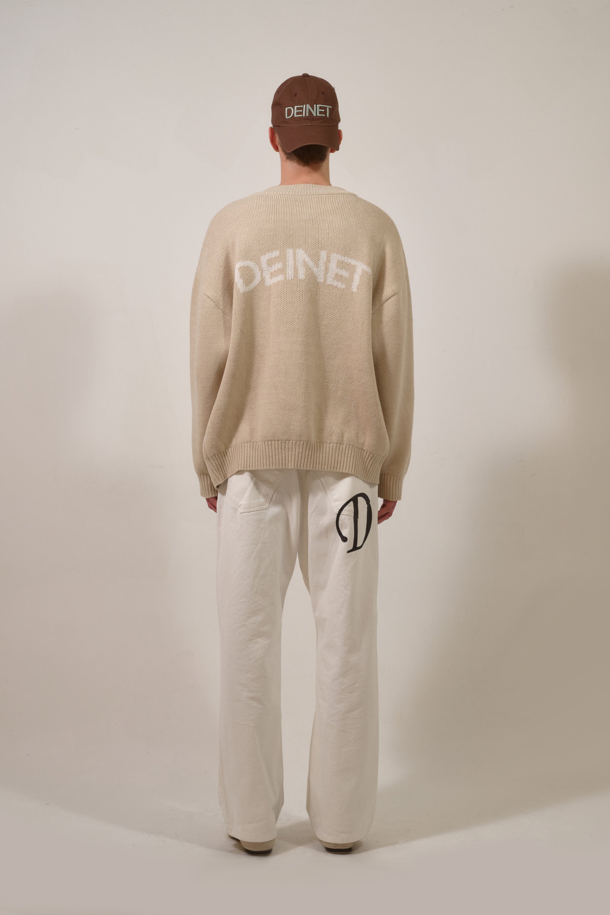 Deinet - D Jacquard Long Knit Zip-Up (Beige) product image 10 | TRAB K-Fashion Australia