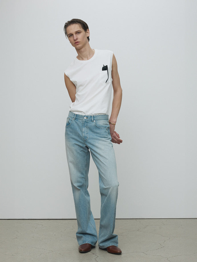 Tonywack - Garment-Washed Patch Pocket Sleeveless (Vintage White) product image 1 | TRAB K-Fashion Australia