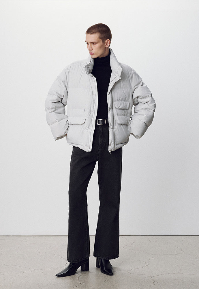 Tonywack - Technical Shell Short Puffer Down Jacket (Detachable Hood) (Pale Gery) product image 5 | TRAB K-Fashion Australia