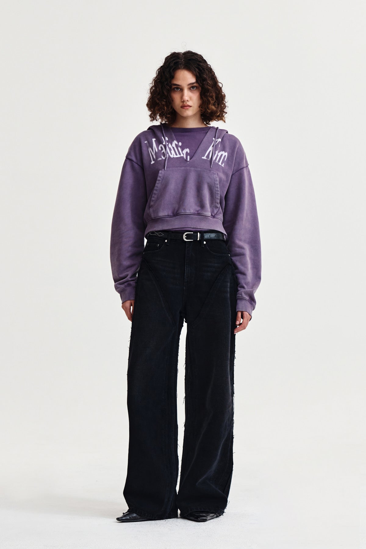 Matin Kim - Washed Layered Crop Hoody (Purple) product image 9 | TRAB K-Fashion Australia