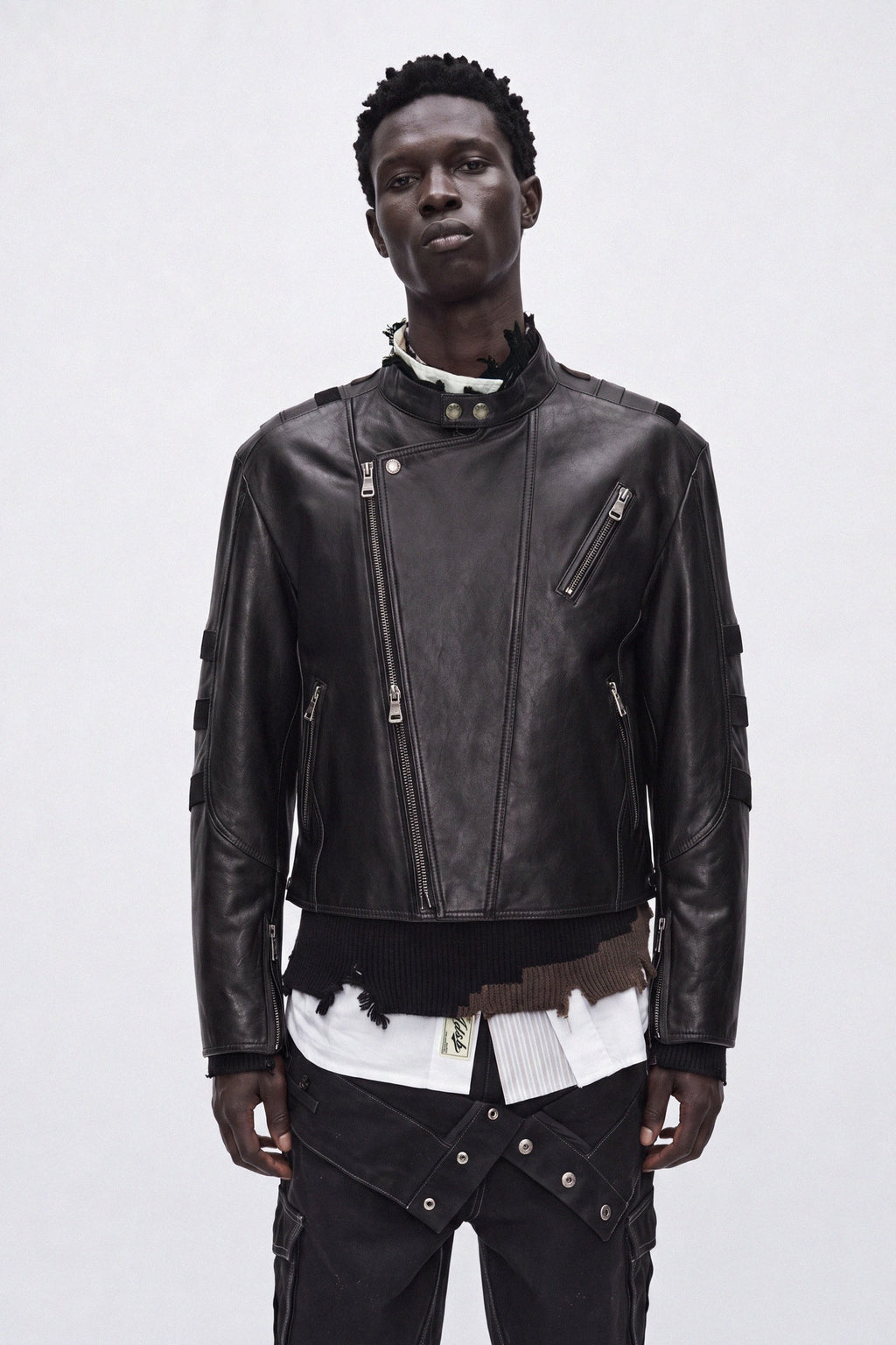 Andersson Bell - [Pre-Order – Ships October 30] Segment Moto Leather Jacket (Black) product image 1 | TRAB K-Fashion Australia