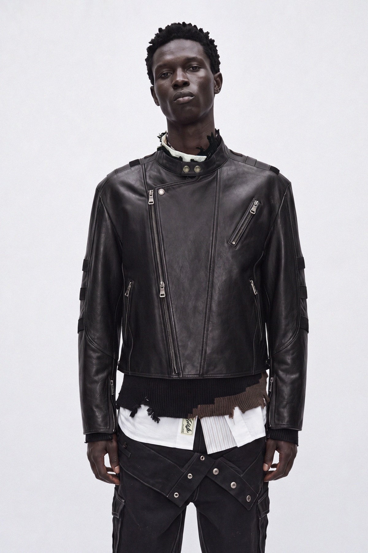 Andersson Bell - [Pre-Order – Ships October 30] Segment Moto Leather Jacket (Black) product image 1 | TRAB K-Fashion Australia
