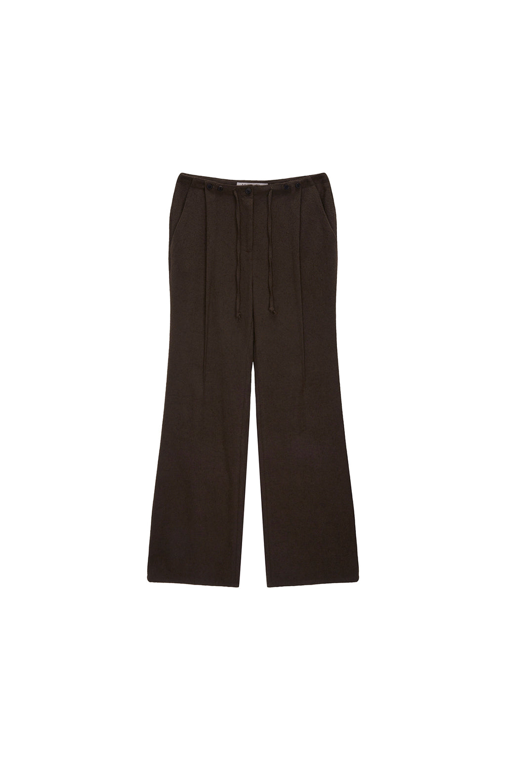 Matin Kim - Waist Button Point String Slim Pants (Brown) product image 1 | TRAB K-Fashion Australia