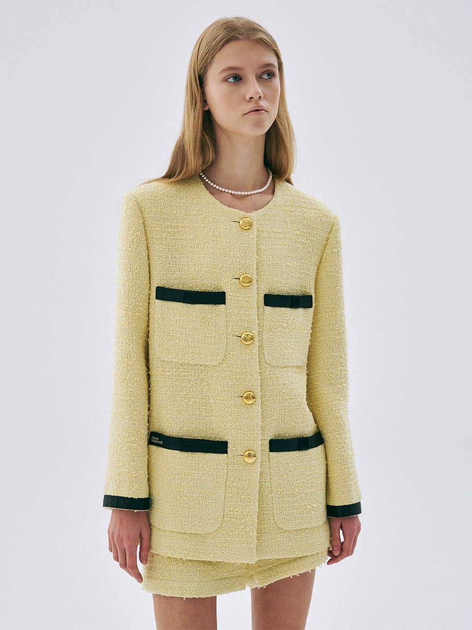 Mardi Mercredi - Spring Tweed Oversized Jacket (Yellow) product image 1 | TRAB K-Fashion Australia