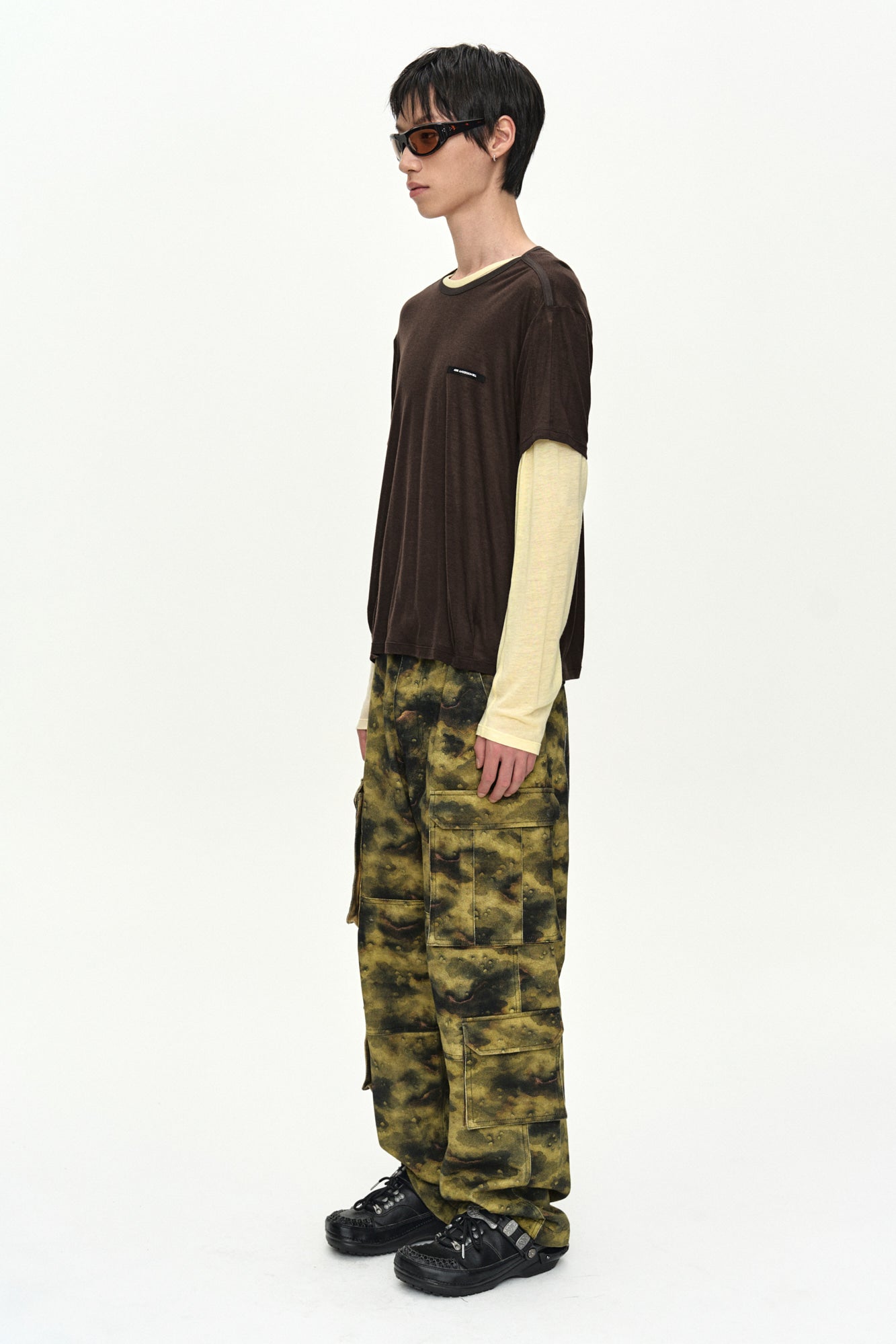 Andersson Bell - Brad Layered T-Shirt (Lemon/Brown) product image 3 | TRAB K-Fashion Australia