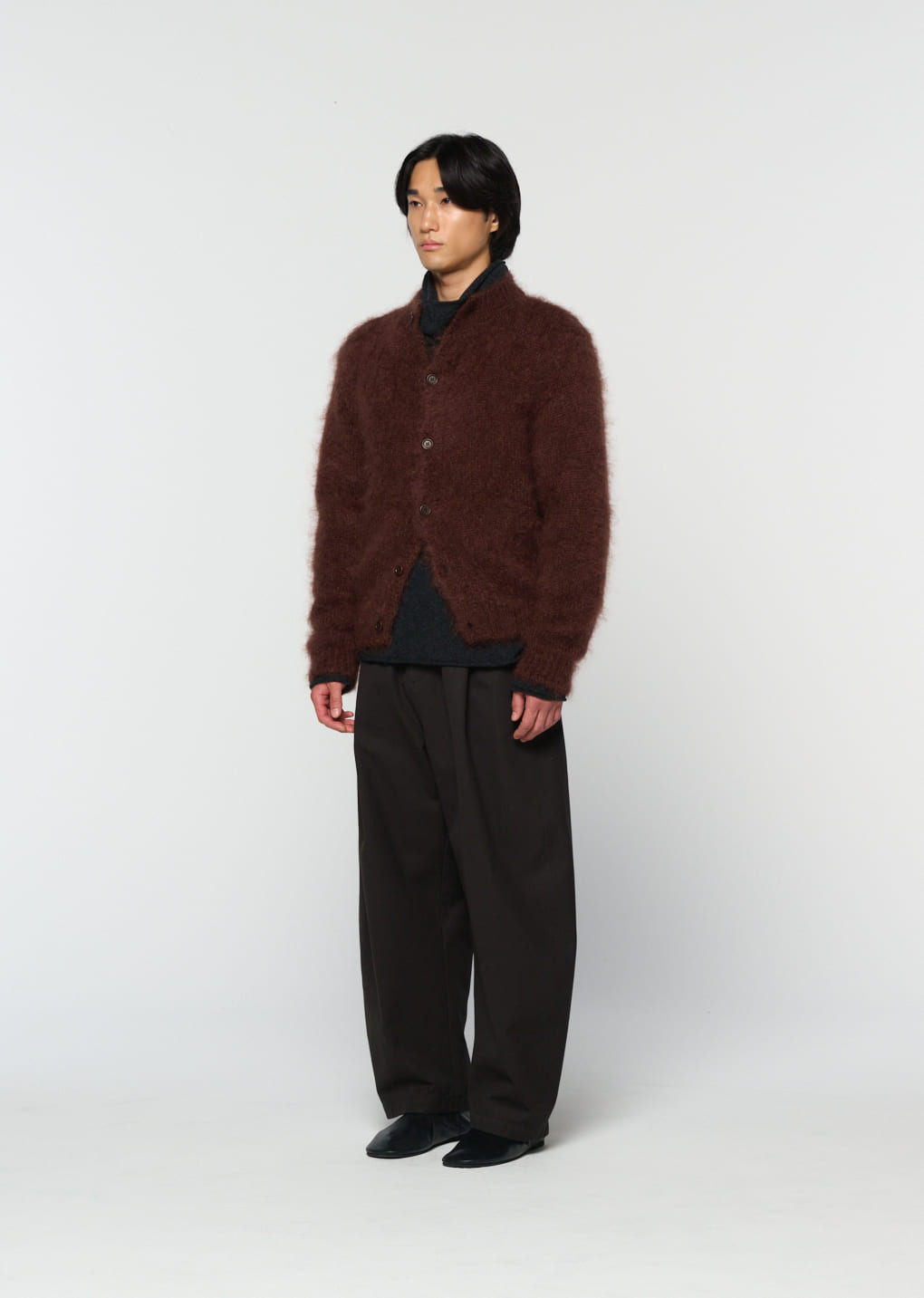 Amomento - men's mohair bulky cardigan (Brown) product image 3 | TRAB K-Fashion Australia
