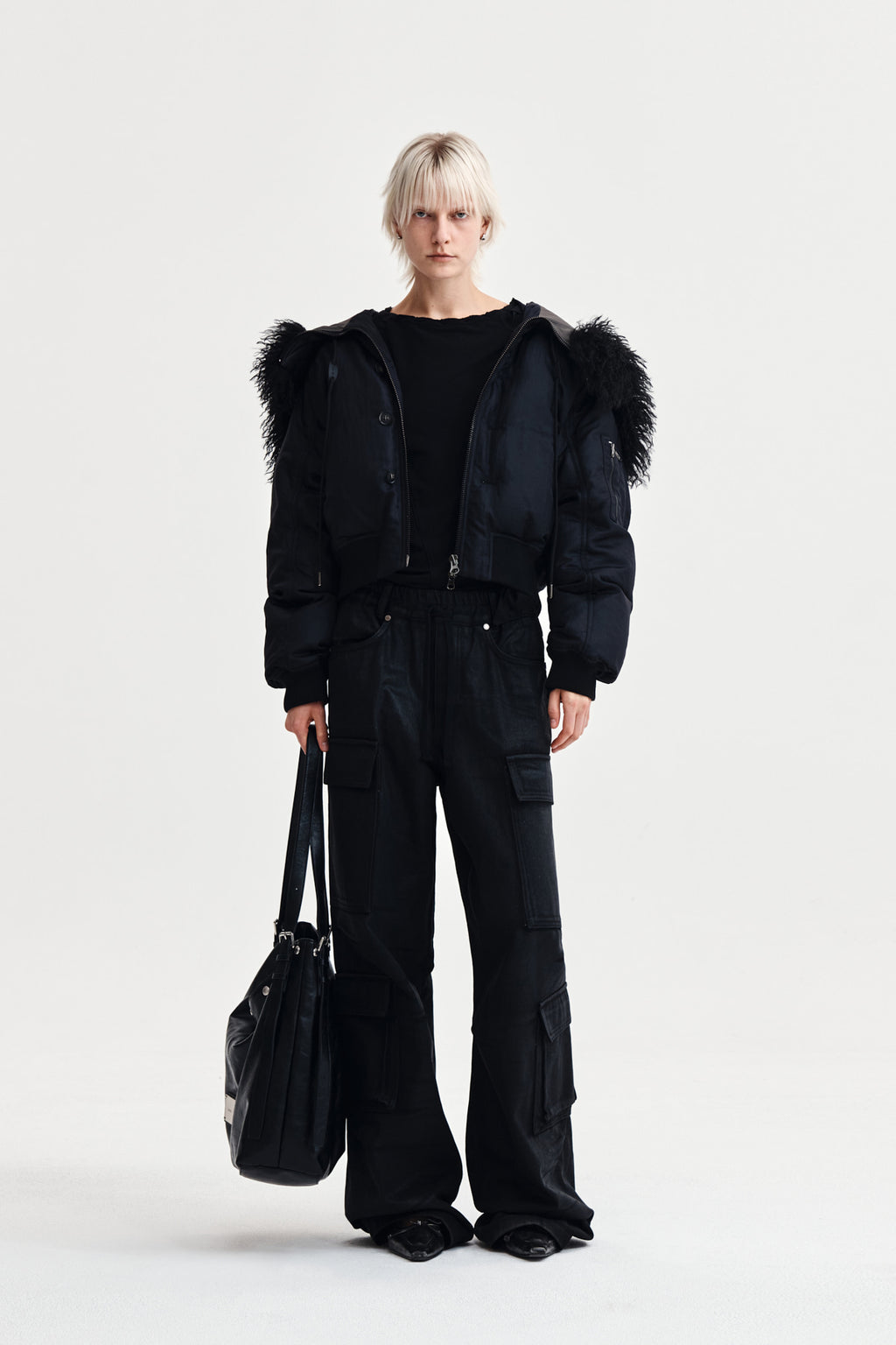 Matin Kim - Coating Cargo Denim Pants (Black) product image 9 | TRAB K-Fashion Australia