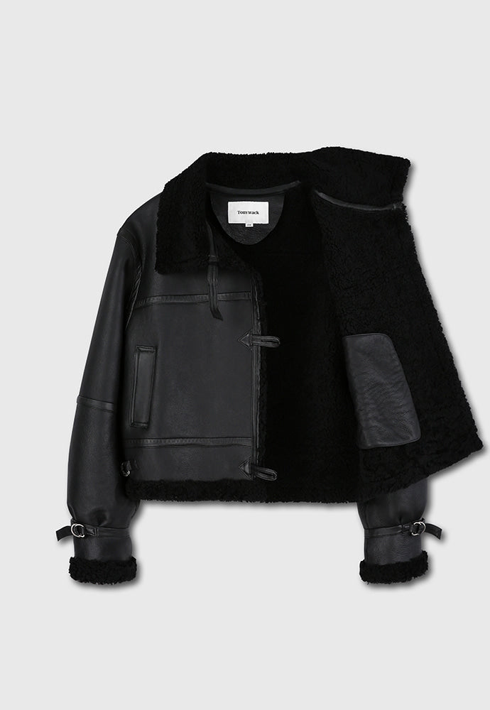 Tonywack - Lamb Leather Shearling Aviator Jacket (Black) product image 9 | TRAB K-Fashion Australia