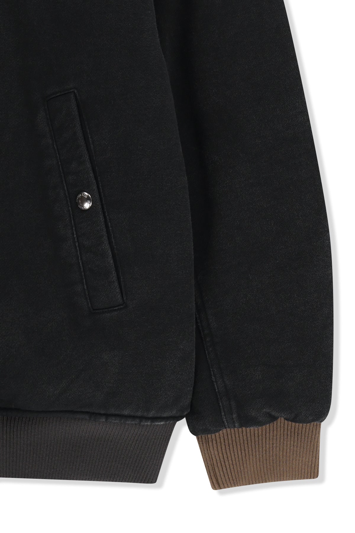 Matin Kim - Contrast Rib Back Logo Terry Bomber (Charcoal) product image 4 | TRAB K-Fashion Australia