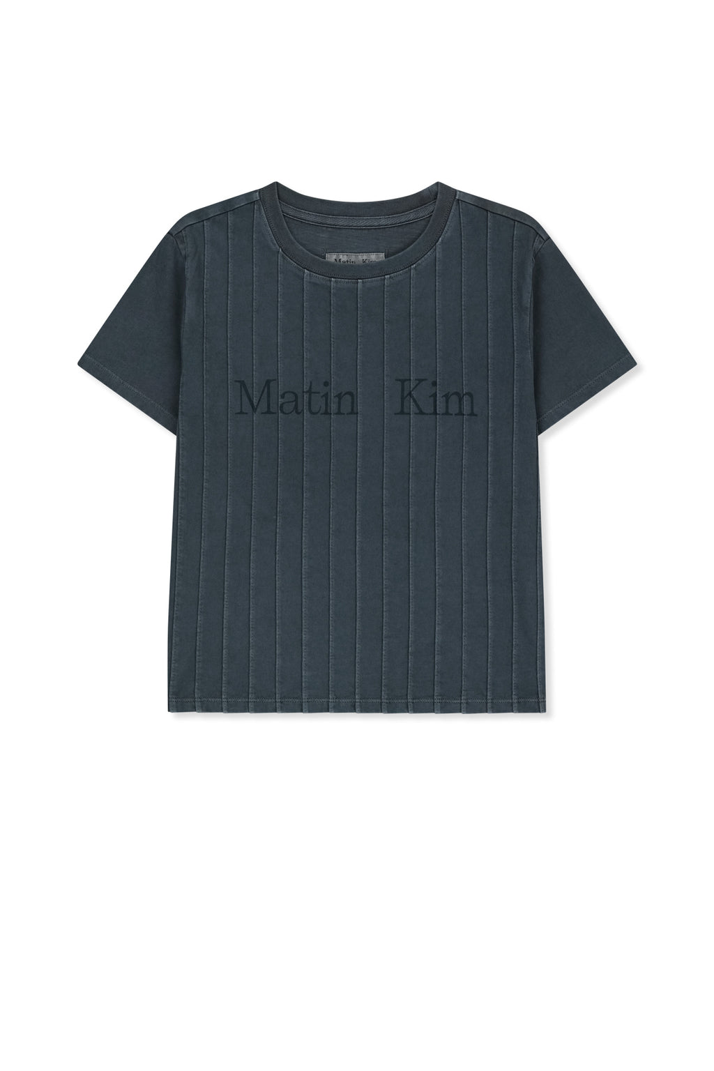 Matin Kim - Washed Logo Full Pintuck Top (Smoke Blue) product image 1 | TRAB K-Fashion Australia
