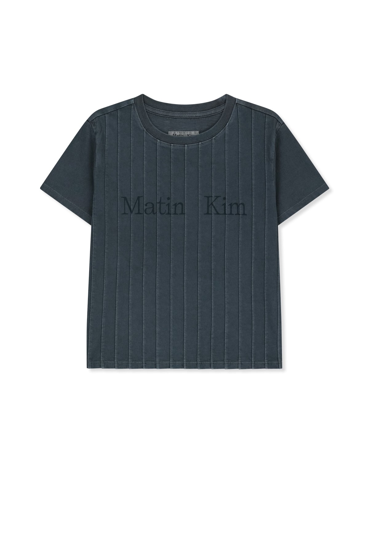 Matin Kim - Washed Logo Full Pintuck Top (Smoke Blue) product image 1 | TRAB K-Fashion Australia
