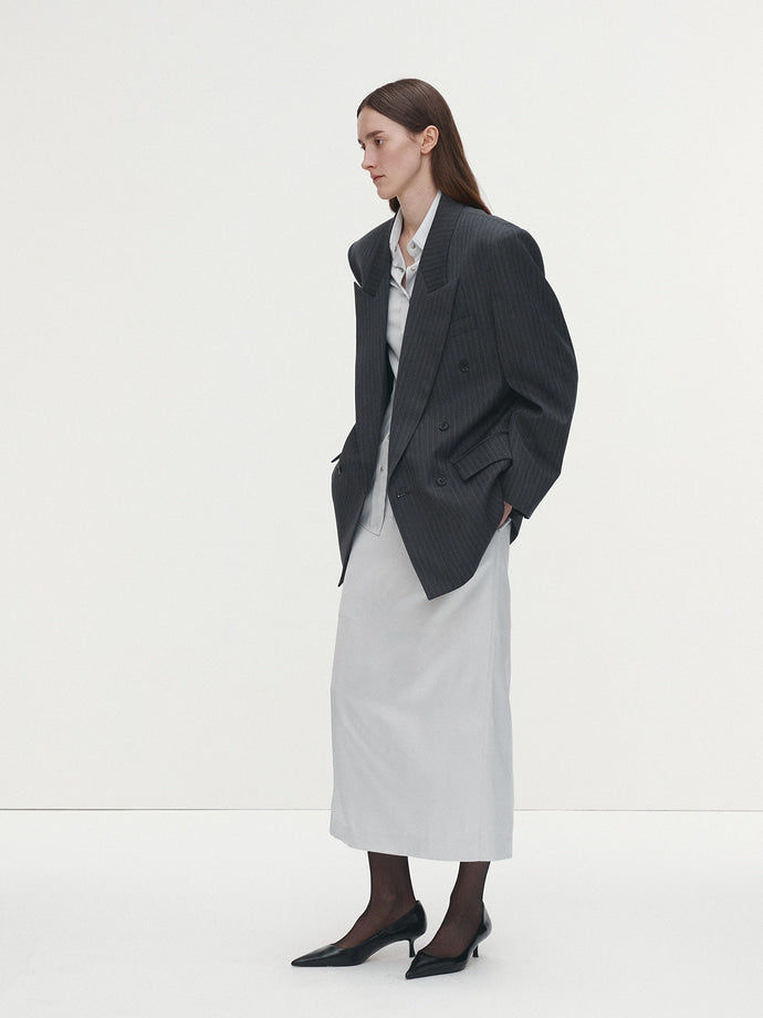 Tonywack - Satin Drawstring Midi Skirt (Silver) product image 4 | TRAB K-Fashion Australia