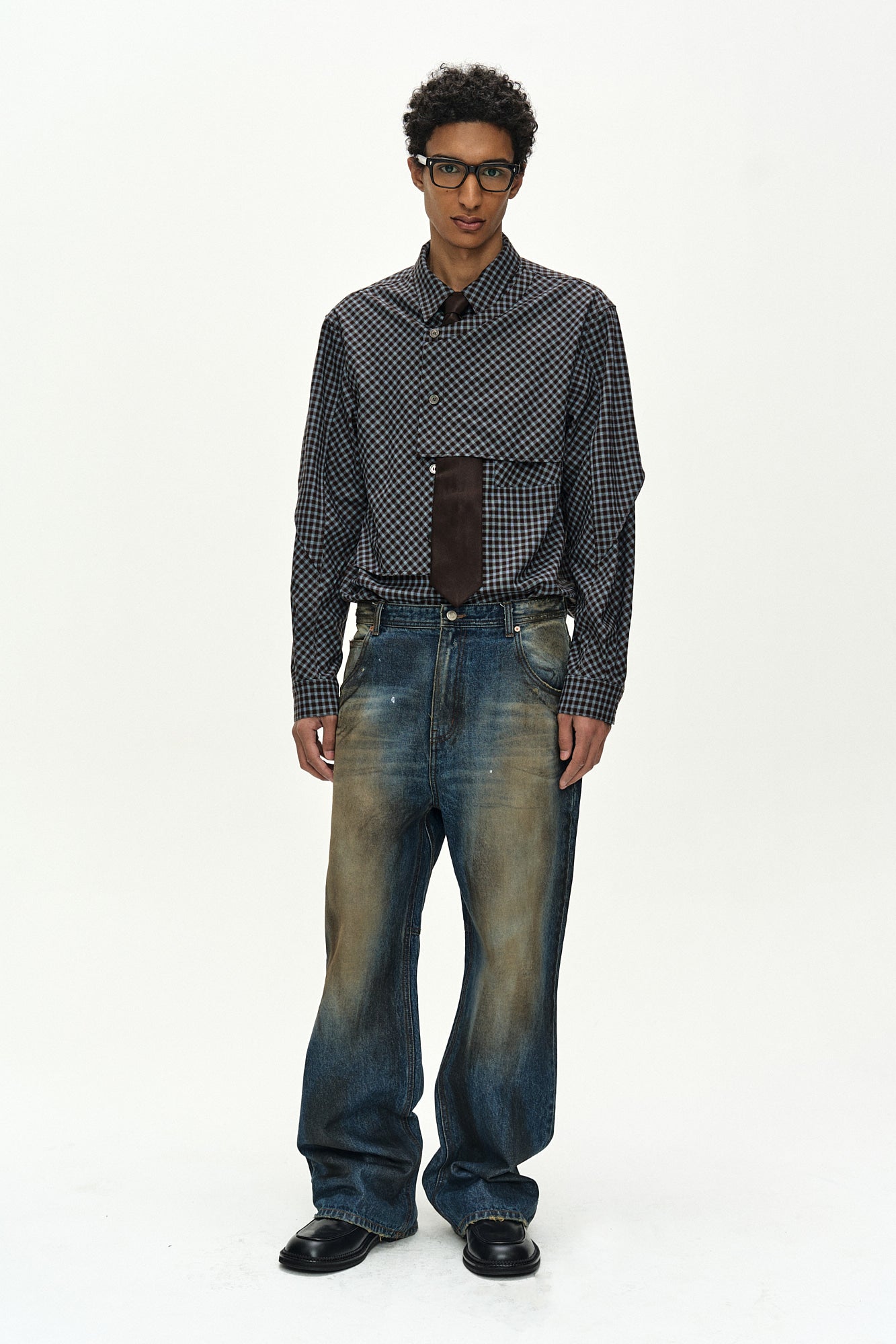 Andersson Bell - Maey Check Layered Shirt (brown/blue) (Brown/Blue) product image 2 | TRAB K-Fashion Australia