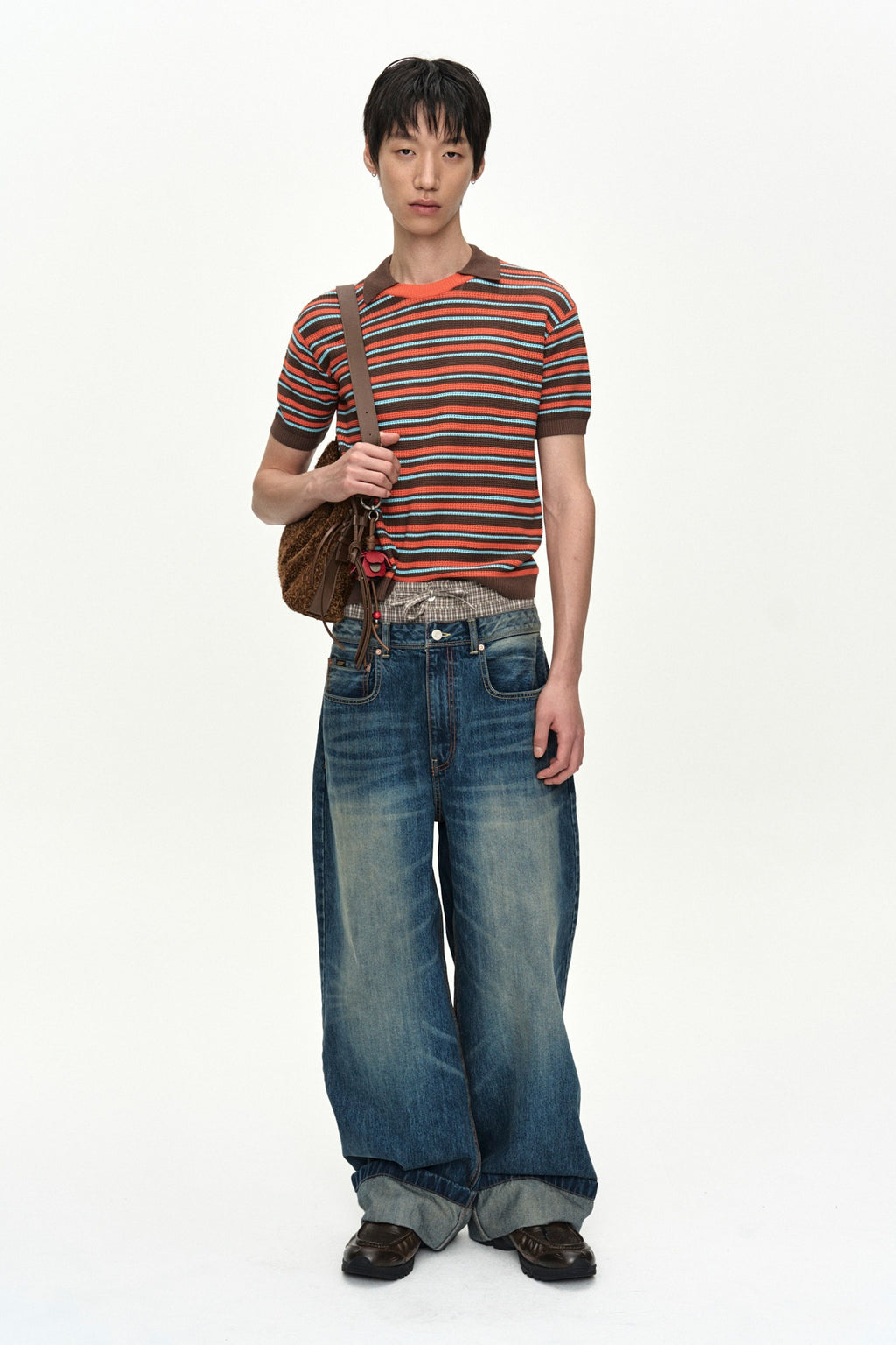 Andersson Bell - Unisex Trunk Layered Wide-Leg Jeans (Blue) product image 1 | TRAB K-Fashion Australia