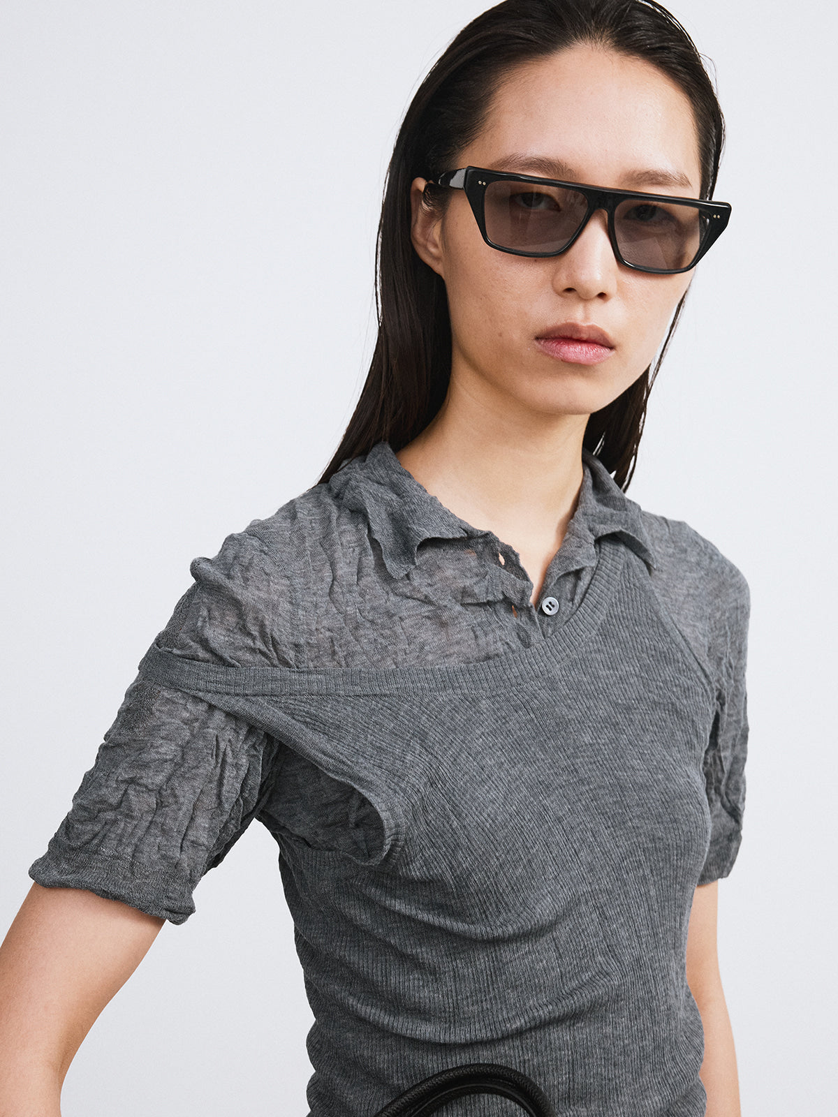 Recto - Crease Polo Knit Top (Cool Grey) product image 3 | TRAB K-Fashion Australia
