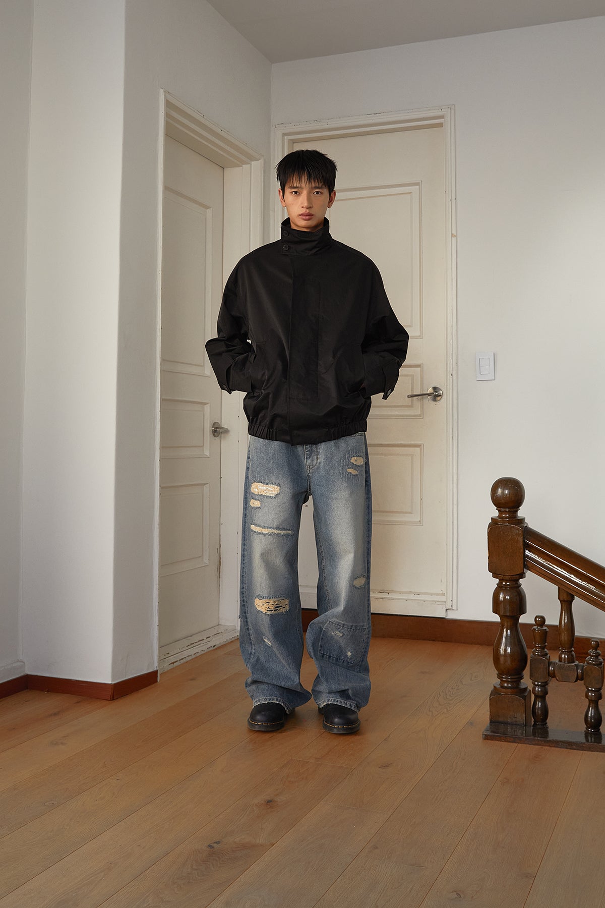 Matin Kim - Destroyed Vintage Wide Denim Pants (Light Blue) product image 13 | TRAB K-Fashion Australia