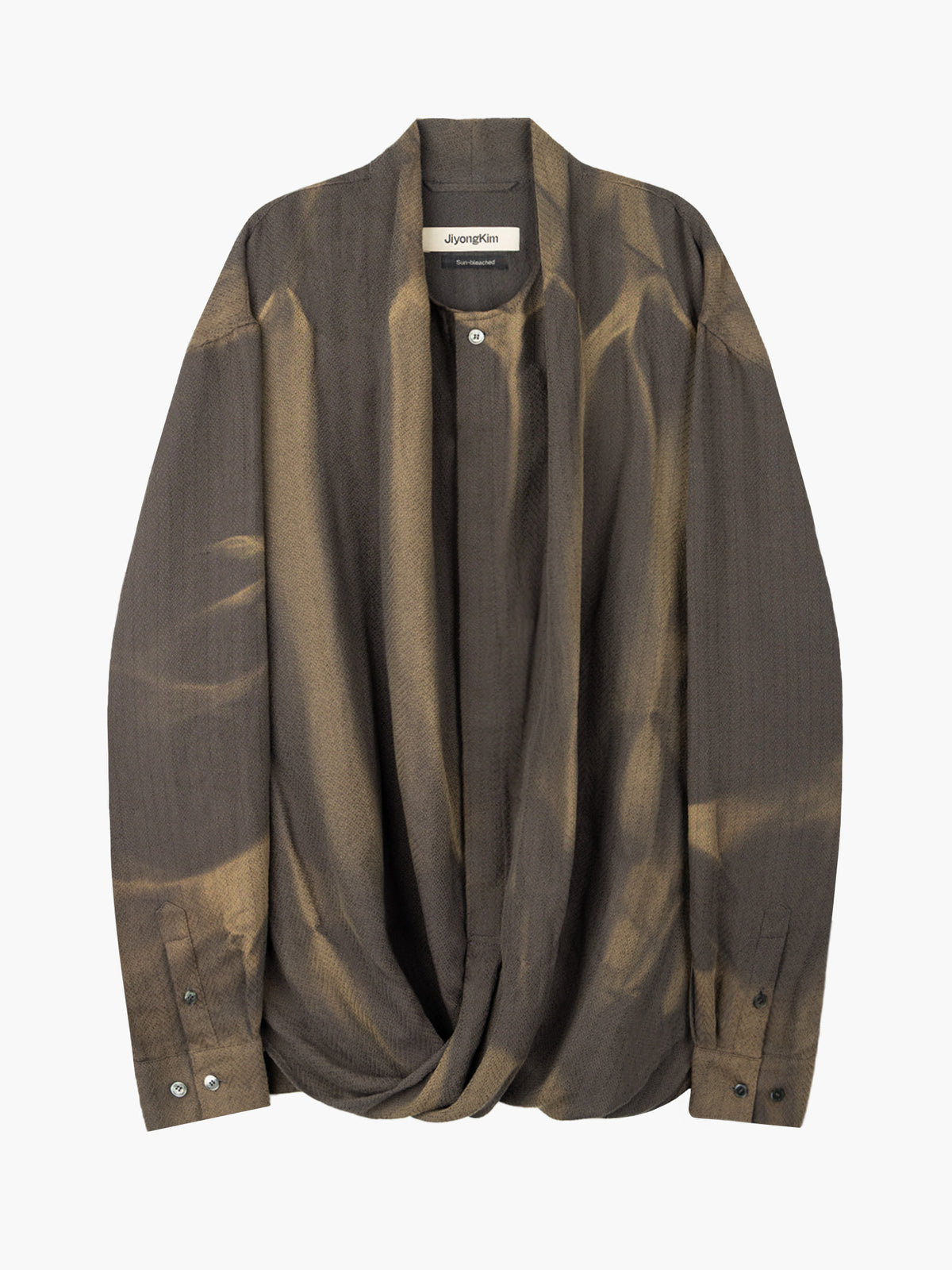 Jiyong Kim - Sun-Bleached Drape Shirt (Khaki) product image 7 | TRAB K-Fashion Australia