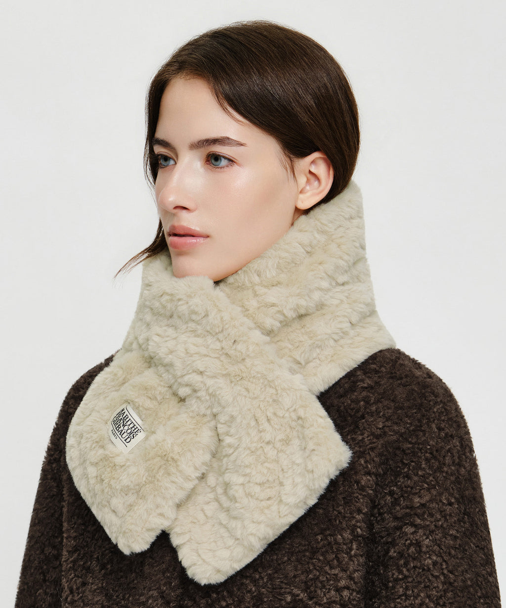 Marithe & Francois Girbaud - Classic Logo Fur Muffler (Beige) product image 5 | TRAB K-Fashion Australia