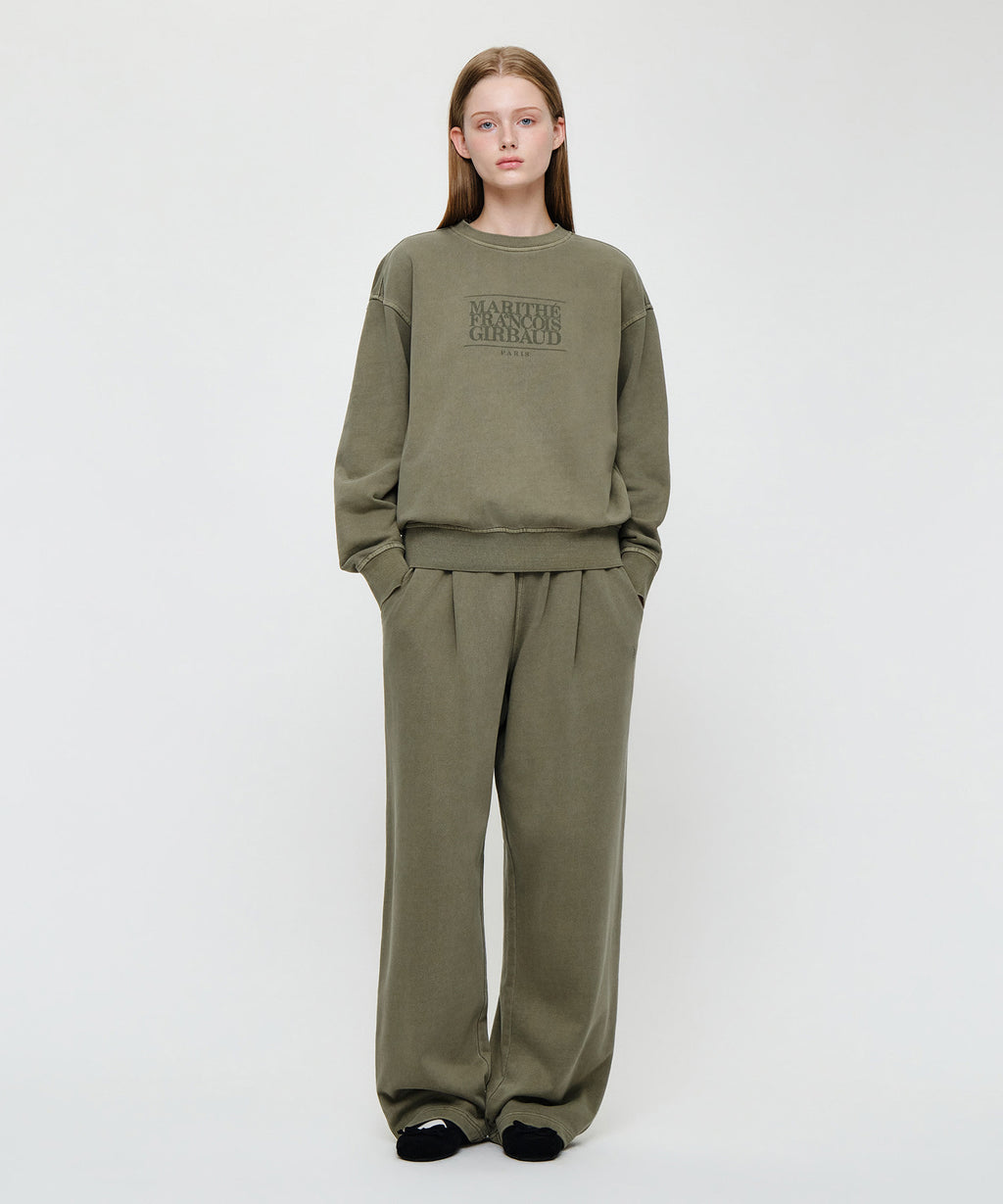 Marithe & Francois Girbaud - Crack Classic Logo Dyeing Oversized Sweatshirt (Khaki) product image 4 | TRAB K-Fashion Australia