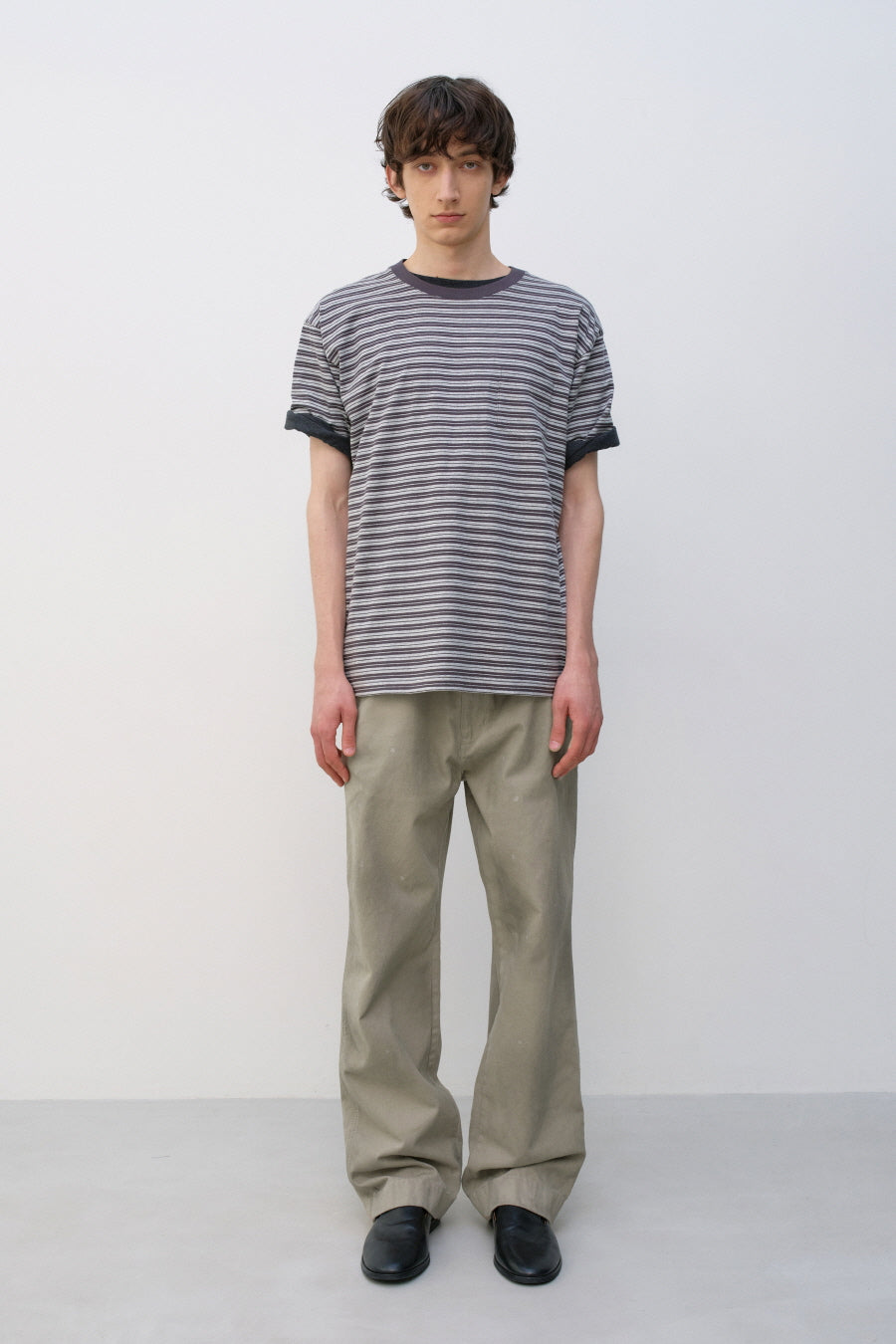 Insilence - Striped Pocket T-shirt (Melange Grey) product image 1 | TRAB K-Fashion Australia